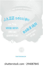 Vector jazz, rock or blues music poster template. Grid isolated on the background. Abstract background for card, brochure, banner, web design.