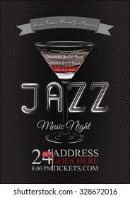 Vector jazz, rock or blues music poster template. Abstract background for card, flyer, leaflet, brochure, banner, web design.