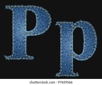 Vector jean fabric letters
