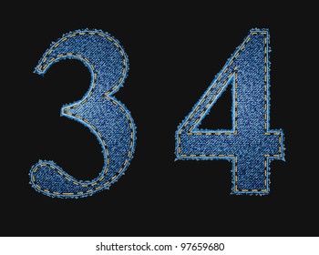 Vector jean fabric letters