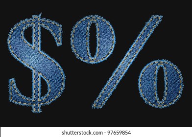 Vector jean fabric letters