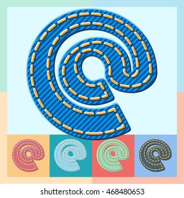 Alfabeto vectorial jeans. Estilos gráficos coloridos opcionales. Símbolos