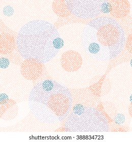 Vector Jeans background with circles. Denim seamless pattern. Pink jeans cloth.
