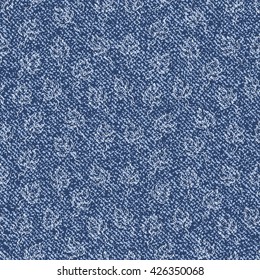 Vector Jeans background with leaves.