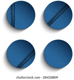 Vector - Jeans Circle Blue Denim Button