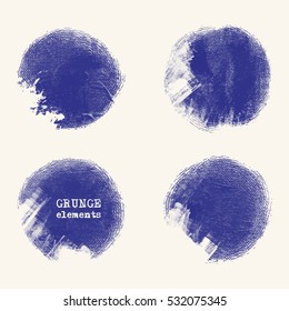 Vector Jeans circle elements. Denim grunge pattern. Blue jeans cloth