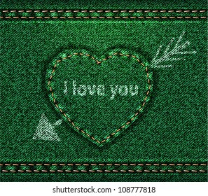 vector Jeans heart arrow green