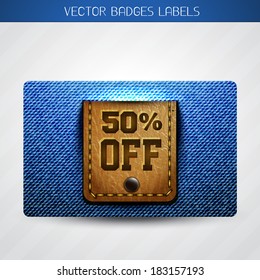vector jeans and leather offer label