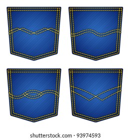 vector jeans pockets isolated