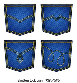 vector jeans pockets isolated