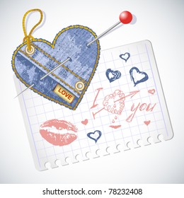 Vector jeans symbols. valentine I Love You Vector Lettering stylish text. The valentine's day. Love. Hand-drawn icons. See similar in my portfolio