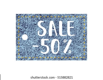 Vector Jeans tag isolated on a white background. Sale tag.