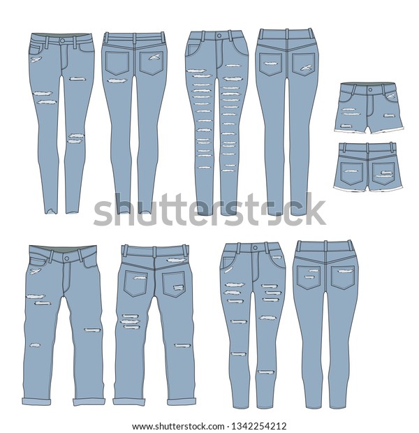 Vector Jeans Template Women Stock Vector (Royalty Free) 1342254212 ...