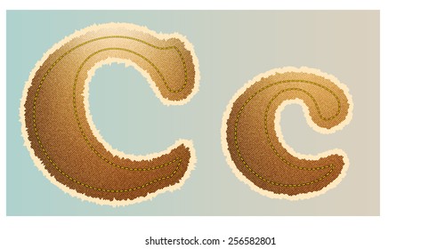 Vector Jeans texture alphabet ( C ) isolated on white background, Vector illustration template design