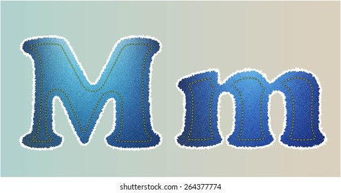 Vector Jeans texture alphabet  isolated on white background, Vector illustration template design
