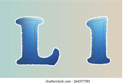 Vector Jeans texture alphabet  isolated on white background, Vector illustration template design