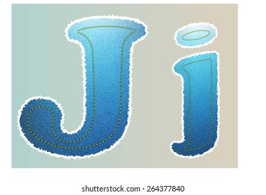 Vector Jeans texture alphabet  isolated on white background, Vector illustration template design