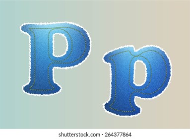Vector Jeans texture alphabet  isolated on white background, Vector illustration template design