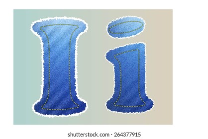 Vector Jeans texture alphabet  isolated on white background, Vector illustration template design