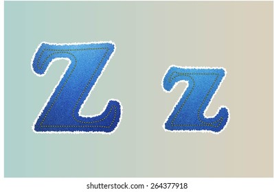 Vector Jeans texture alphabet  isolated on white background, Vector illustration template design
