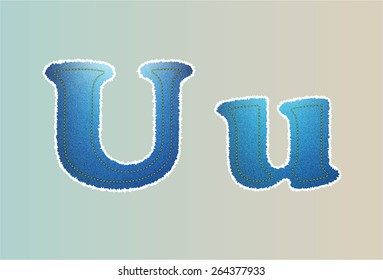 Vector Jeans texture alphabet  isolated on white background, Vector illustration template design