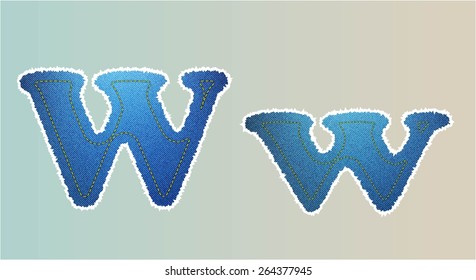 Vector Jeans texture alphabet  isolated on white background, Vector illustration template design