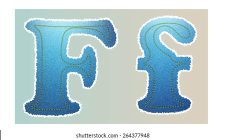 Vector Jeans texture alphabet  isolated on white background, Vector illustration template design
