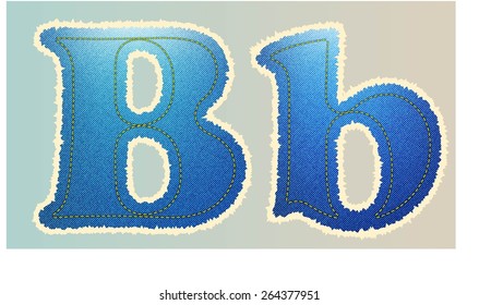 Vector Jeans texture alphabet  isolated on white background, Vector illustration template design