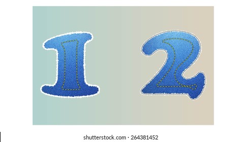 Vector Jeans texture alphabet  isolated on white background, Vector illustration template design