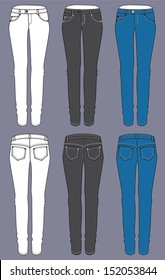 Vector jeans for woman isolated for design.Denim clothes