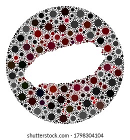Vector Jeju Island map mosaic of covid-2019 virus. Infection attacks the lockdown territory from out space. Stencils circle Jeju Island map collage created with infection icons.