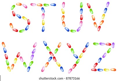 Vector Jelly Beans Alphabet On A White Background