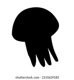 Vector jellyfish black silhouette isolated on white background