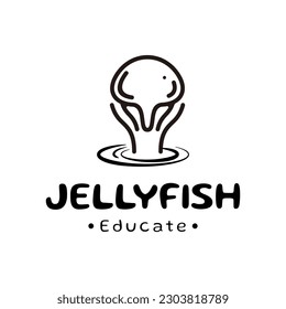 Vector jellyfish and bulb icon logo design