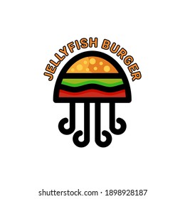 vector jellyfish burger. Abstract emblem, design concept, logo, logotype element for template.