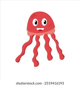 vector jellyfish character with a cute pink face. cartoon design flat. Adorable face