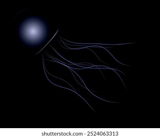 Vector jellyfish on a black background. Jellyfish isolated element