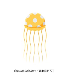 vector jellyfish in yellow with white spots. white background