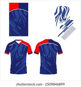 camiseta de camisa vetorial com padrão azul e vermelho. Muito bom para usar como uma referência de design de camisa