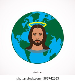 the vector jesus. Flat style. Icon Isolated on White Background