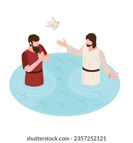 vector jesus life set with religion and faith symbols isometric isolated vector