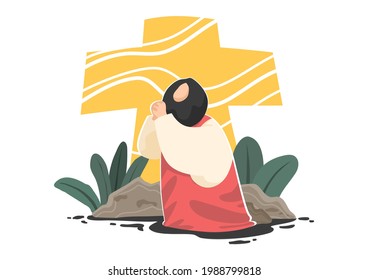 vectores jesus rezan a dios usado para medios y diseño.