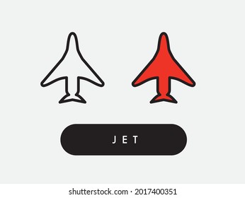 Vector jet aircraft flat icon illustration