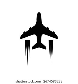 Silueta negra del avión del jet de Vector para los gráficos de la aviación