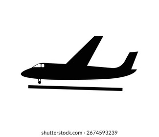 Silueta negra del avión del jet de Vector para los gráficos de la aviación