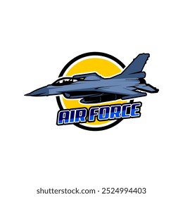vector jet fighter airplane logo design