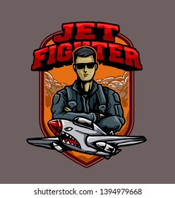 Vector Of Jet Fighter Pilots, Suitable For Mascot Or Logo Squadron