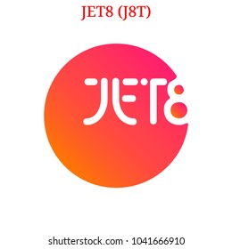 Vector JET8 (J8T) digital cryptocurrency logo. JET8 (J8T) icon. Vector illustration isolated on white background.
