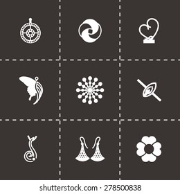 Vector Jewellery icon set on black background