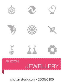 Vector Jewellery icon set on grey background